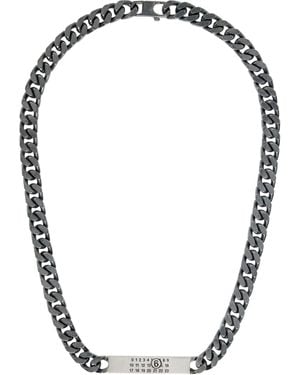 MM6 by Maison Margiela Minimal Logo Id Tag Curb Necklace - Black