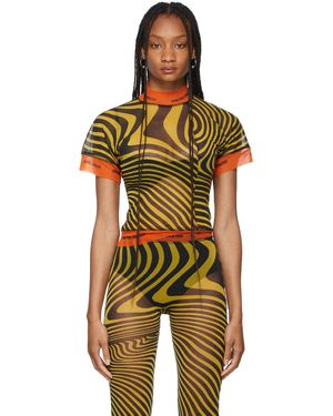 Jean Paul Gaultier Ssense Exclusive Ottolinger Edition Tulle Striped T-shirt - Black