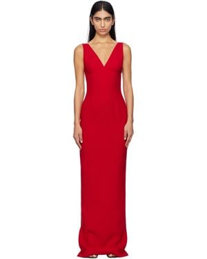 Monot Plunging V-Neck Maxi Dress - Red