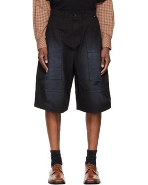 we11done Washed Bermuda Cargo Shorts - Black