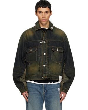 Maison Mihara Yasuhiro Khaki & Front Back Combined Denim Jacket - Black
