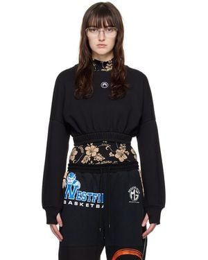 Marine Serre Black Cropped Sweatshirt
