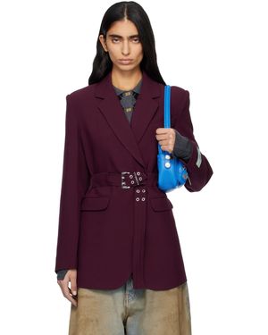 Ganni Burgundy Future Twill Suiting Blazer - Red