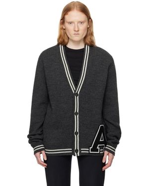 Ambush Cardigan gris à écusson à logo - Noir