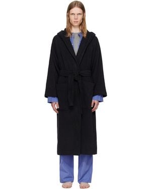 Tekla Terry Hooded Bathrobe - Black