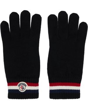 Moncler Tricolour Wool Gloves - Black