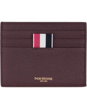 Thom Browne Burgundy Soft Pebble Grain Note Compartment Card Holder - Purple