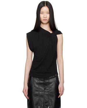 Isabel Marant Asymmetric Crewneck Nylon-Linen T-Shirt - Black