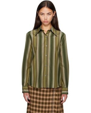 Marni Chemise Verte En Coton Et Soie