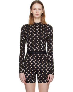 Marine Serre Recycled Moon Jersey Second Skin Highneck Top - Black