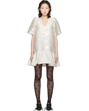 Ganni Off- Satin Cloque Minidress - Black