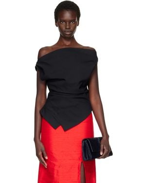 Rohe Off-shoulder Lapel Top - Red