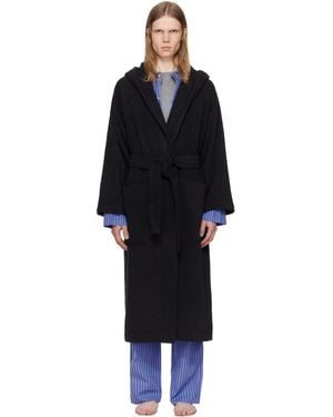 Tekla Terry Hooded Bathrobe - Black