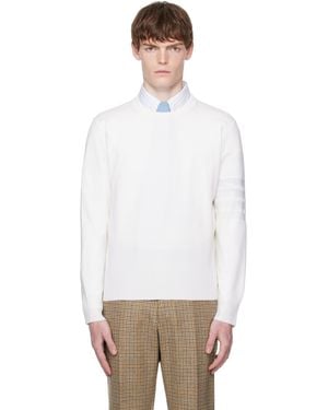 Thom Browne Off- Merino Wool Double Face 4-Bar Jumper - White