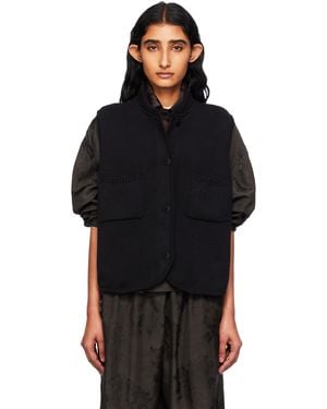 Cordera Boxy Cotton Waistcoat Cardigan - Black