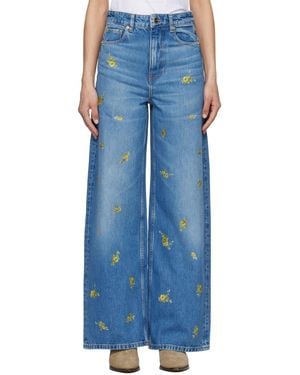Ganni Printed Flower Lari Jeans - Blue