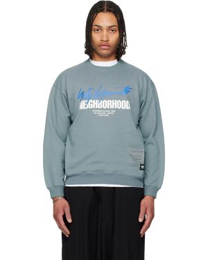 Yohji Yamamoto Pull Molletonné Gris Édition Neighborhood - Bleu