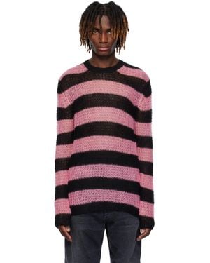 we11done Striped Knit Jumper - Red