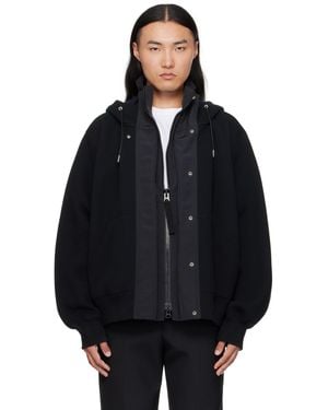 Sacai Sponge Sweat & Grosgrain Hoodie - Black