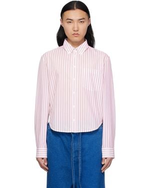 Marni レッド＆オフホワイト ポプリン ストライプ 長袖シャツ - ブルー