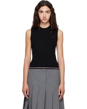 Thom Browne Merino Wool Rwb Stripe Tank Top - Black