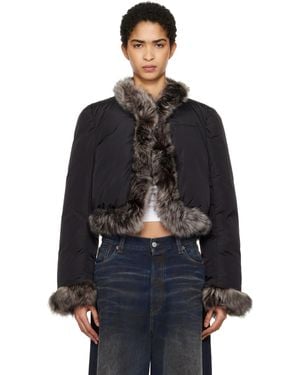 Alexander Wang ブラック ファートリム ダウンジャケット