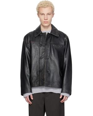 Hope Blouson Droit Noir En Cuir