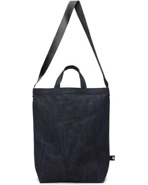 COMME DES GARÇON BLACK Cotton Denim Cowhide Shoulder Strap Bag - Blue
