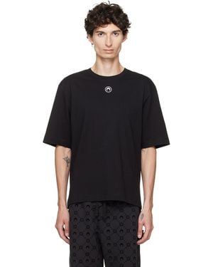 Marine Serre Moon Logo Jersey Loose Fit T-Shirt - Black