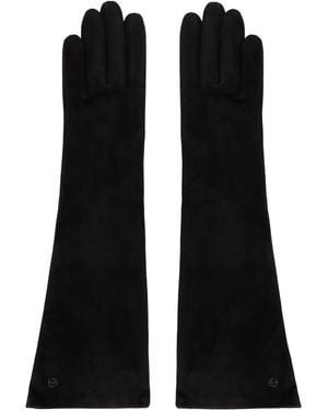 Handsome Stockholm Essentials Long Suede Gloves - Black