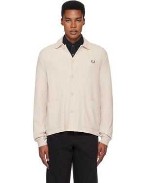 Fred Perry Off- Button Through Long Sleeve Cardigan - Black