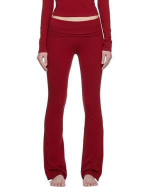 Skims Cotton Jersey Foldover Leggings - Red