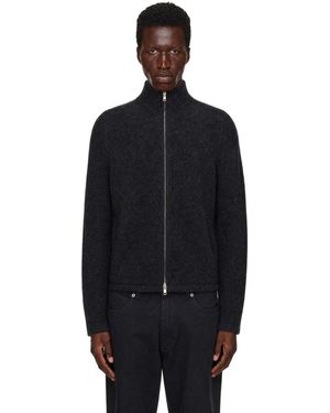 Palmes Knitted Zip Jumper - Black