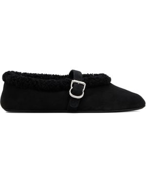 Alaïa Merino Shearling Ballerina Flats - Black