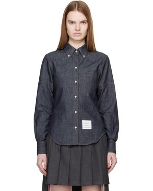 Thom Browne Classic Point Collar Denim Shirt - Blue