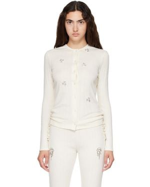Simone Rocha Off- Turbo Embellished Pointelle Cardigan - White