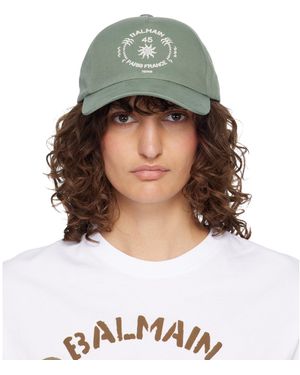 Balmain Casquette Verte À Logo Paris - Gris