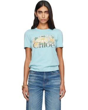 Chloé Cotton Jersey Baby Fit Logo T-Shirt - Blue