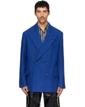 Dries Van Noten Oversized Wool Blazer - Blue