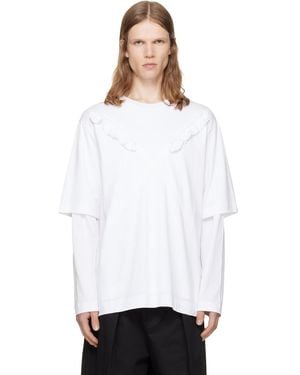 Simone Rocha Ruffle Slash Layered Long Sleeve T-Shirt - White