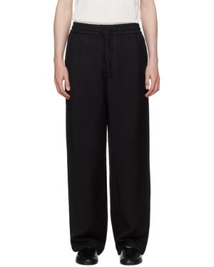 Ami Paris Blended Linen Elasticated Waist Pants - Black