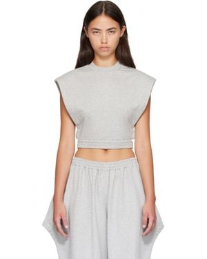 Alaïa Fleece Jersey Crop Top - Grey