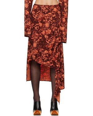 Jade Cropper Burgundy & Asymmetric Midi Skirt - Red