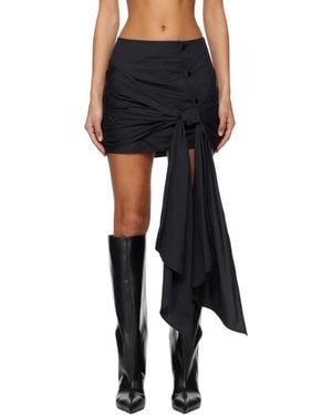 The Attico Minijupe Noire En Satin Lustré