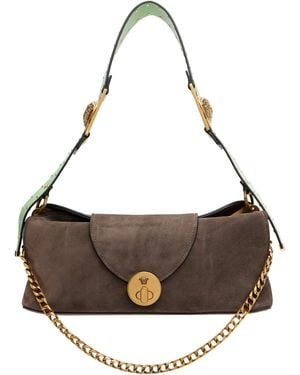 Versace Vivian Embellished Suede Clutch - Brown