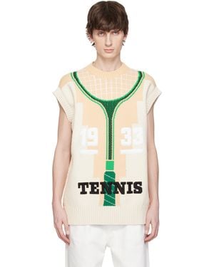 Lacoste ベージュ Runway グラフィック ニットベスト - ブラック