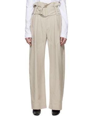 JW Anderson Taupe Gathered Waist D-Ring Trousers - White