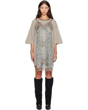 R13 Oversized Tee Slip Midi Dress - Grey