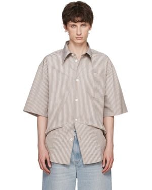 Ami Paris Striped 'Ami De Coeur' Wide Shirt - Natural