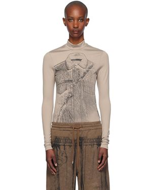 Feng Chen Wang Taupe Deconstruction Printed Jersey T-Shirt - Green